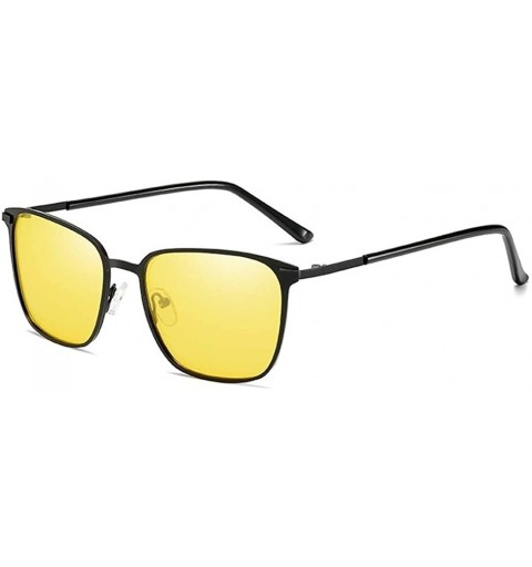 Goggle Men's Polarized Sunglasses Metal Square Sun Glasses Male Black Driving Goggles UV400 - Balck Night Vision - CI199L57RX...