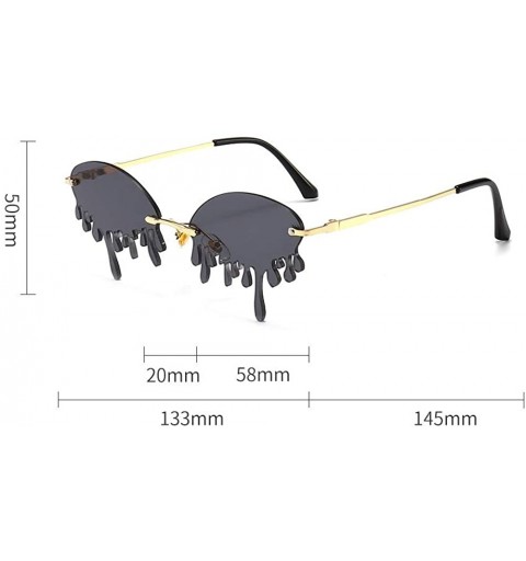 Rimless Rimless Retro Batman Vintage Fashion Style Sunglasses Steampunk Eyewear - Black Drop - CJ199IHME64 $16.47