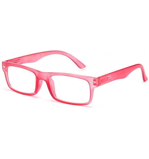 Square Unisex Clear Lens Squared Frame Translucent Fashion Glasses - Pink - CP11KQRUYJV $19.84