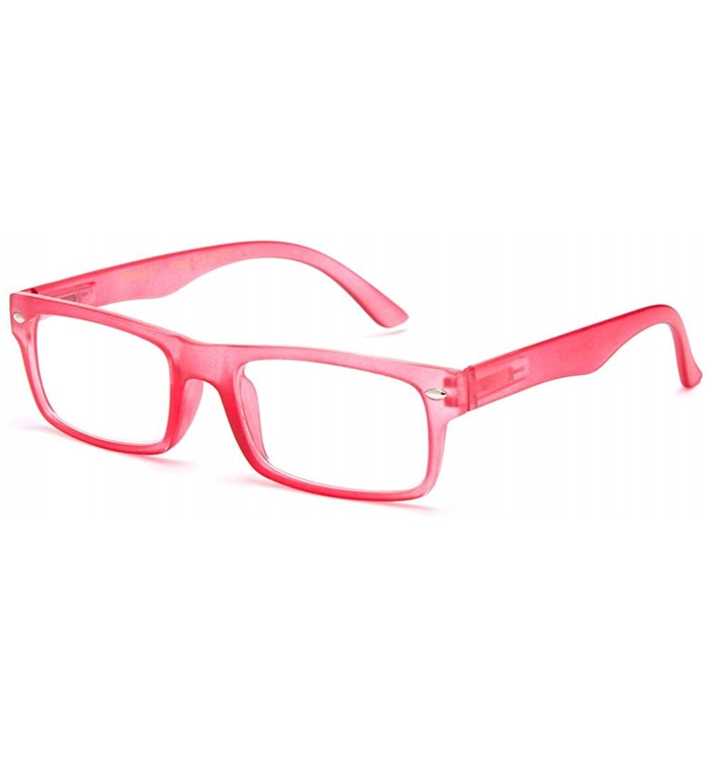 Square Unisex Clear Lens Squared Frame Translucent Fashion Glasses - Pink - CP11KQRUYJV $7.99