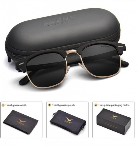 Aviator Mens Semi Rimless Sunglasses Polarized Womens UV 400 Protection with Case - 23black/Non-mirror - CO18S9WG7N4 $11.91