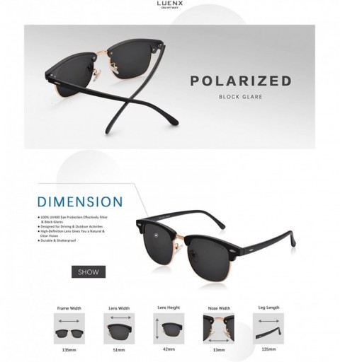 Aviator Mens Semi Rimless Sunglasses Polarized Womens UV 400 Protection with Case - 23black/Non-mirror - CO18S9WG7N4 $11.91