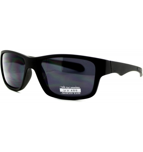 Oval Mens Minimal All Black Ribberized Matte Sport Oval Warp Plastic Sunglasses - CG11YW4AC6N $11.00