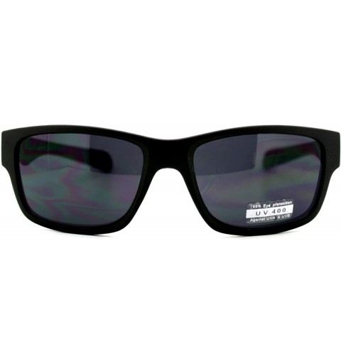 Oval Mens Minimal All Black Ribberized Matte Sport Oval Warp Plastic Sunglasses - CG11YW4AC6N $11.00