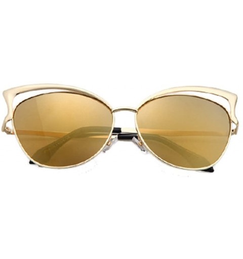Oversized Metal Hollow Cat eye sunglasses woman - Gold - CP127H86ICD $12.10