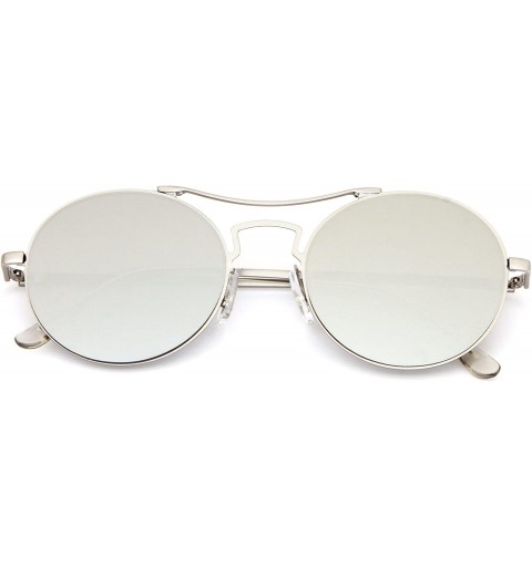 Aviator Round Aviator Fashion Women Flat Color Mirrored Reflective Glasses - Silver - CS187DYGY2Y $11.36