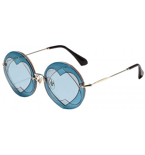 Cat Eye Color Lens Sunglasses Stylish Sunnies Eyewear Metal Sunglasses - E - Blue - CW18QGKW7E5 $16.62