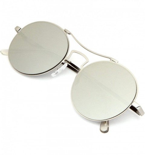 Aviator Round Aviator Fashion Women Flat Color Mirrored Reflective Glasses - Silver - CS187DYGY2Y $11.36