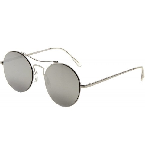 Aviator Round Aviator Fashion Women Flat Color Mirrored Reflective Glasses - Silver - CS187DYGY2Y $11.36
