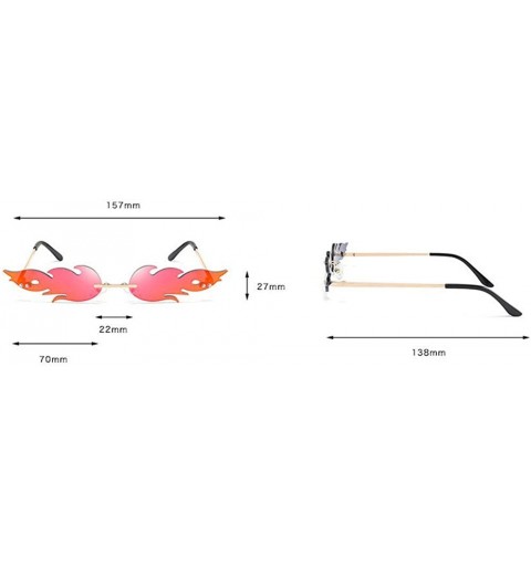 Rectangular unisex fashion flame sunglasses rectangular luxury brand frameless sunglasses retro sunglasses UV400 - Silver - C...