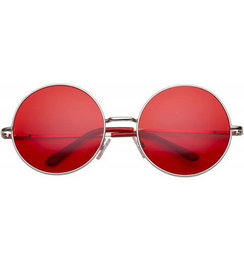 Oversized Oversized Large Round Sunglasses for Women Rainbow Mirrored - Red Lens - CA1206P1L3P $12.02