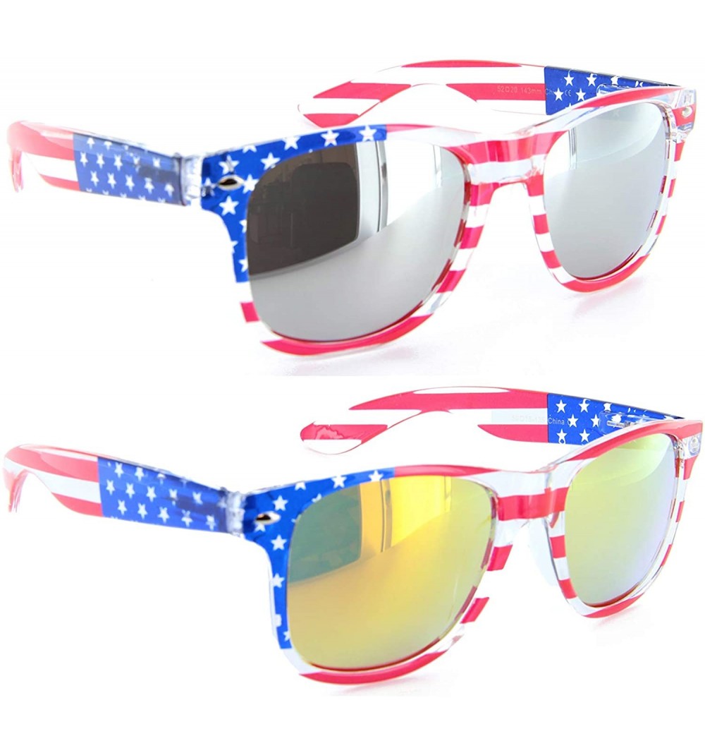 Wayfarer Men Women Sunglasses Pop Color Frame Mirror Lens Gift Box Set - Style 6 - CY11LLJQ25N $9.72