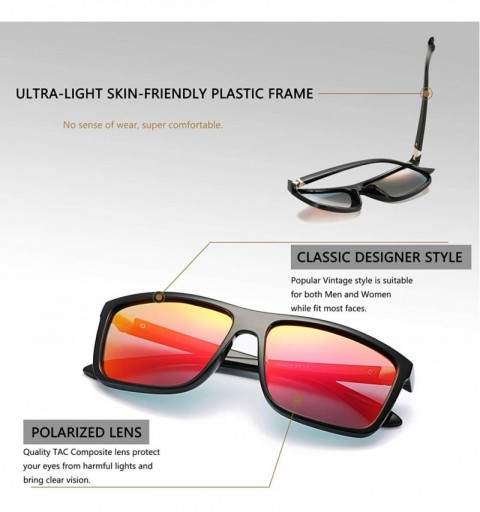 Rectangular Mens Square Polarized Sunglasses Lightweight Boys Stylish Driving Sun Glasses - TAC - UV400 - Black/Red - C818L4A...