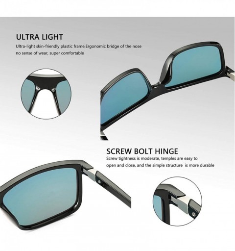 Rectangular Mens Square Polarized Sunglasses Lightweight Boys Stylish Driving Sun Glasses - TAC - UV400 - Black/Red - C818L4A...