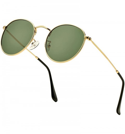 Sport Small Round Polarized Sunglasses for Men Women Vintage Designer Style Circle Lens Sun Glasses - Gold Frame/G15 - CE1992...