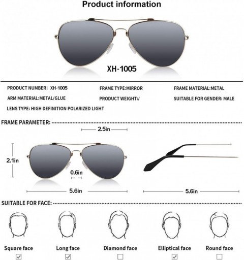 Aviator Men Aviator Sunglasses Polarized Protection - Golden - CT18T7EX90A $19.75