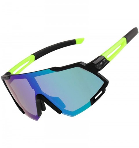 Sport UV-Resistant Polarized Outdoor Sports Cycling Sunglasses - Coating Black Green - CV196Z6M5TW $12.19