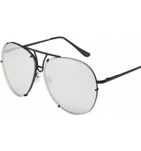 Aviator Aviator Sunglasses - Women Man Military Style Sunglasses Oversized Mirrored Flat Classic Sunglasses (A) - A - CY18DSW...