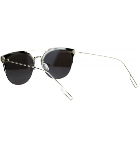 Rimless Rimless Flat Top Flat Lens Sunglasses Womens Eyewear Thin Metal Frame - Silver (Silver Mirror) - CW188KKWS3Q $11.96