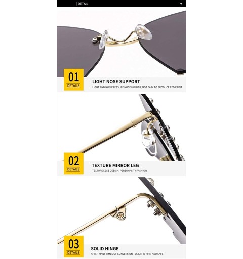 Rimless Butterfly Sunglasses Women Rhinestones Shades Trendy Oversized Rimless Eyewear UV Protection - C3 Gold Yellow - CJ190...