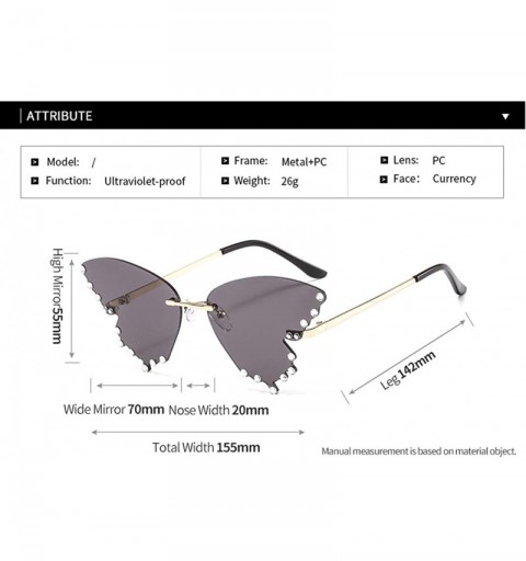 Rimless Butterfly Sunglasses Women Rhinestones Shades Trendy Oversized Rimless Eyewear UV Protection - C3 Gold Yellow - CJ190...