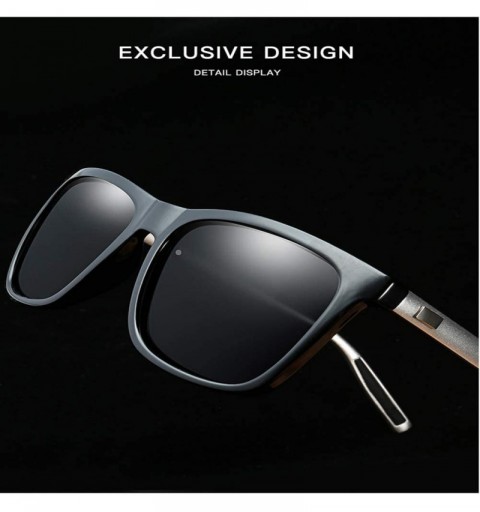 Wayfarer Polarized Sunglasses for Men-Metal Frame Aviator Sunglasses UV 400 Protection - Black/Grey-09 - CH18KI2NKCD $11.50