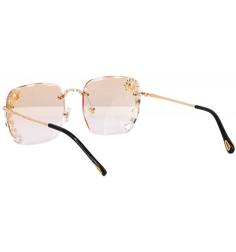 Square Women Luxury Diamond Rhinestone Sunglasses Novelty Oversized Square Shades - Champagne - C919CIYE5LH $19.15