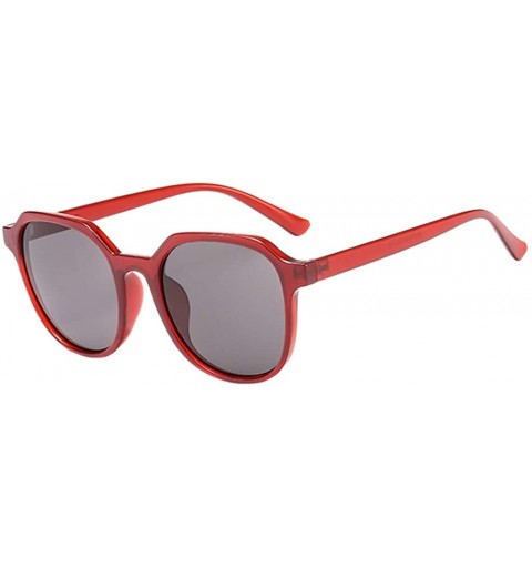 Round Sunglasses Oversized Polarized Protection - Red - C41947W76Q0 $7.62