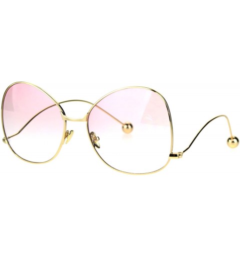 Butterfly Womens Down Temple Swan Pop Color Butterfly Metal Rim Sunglasses - Gold Pink Clear - CK184MC5438 $16.67