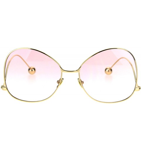 Butterfly Womens Down Temple Swan Pop Color Butterfly Metal Rim Sunglasses - Gold Pink Clear - CK184MC5438 $16.67