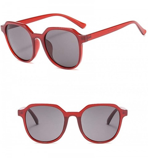 Round Sunglasses Oversized Polarized Protection - Red - C41947W76Q0 $7.62
