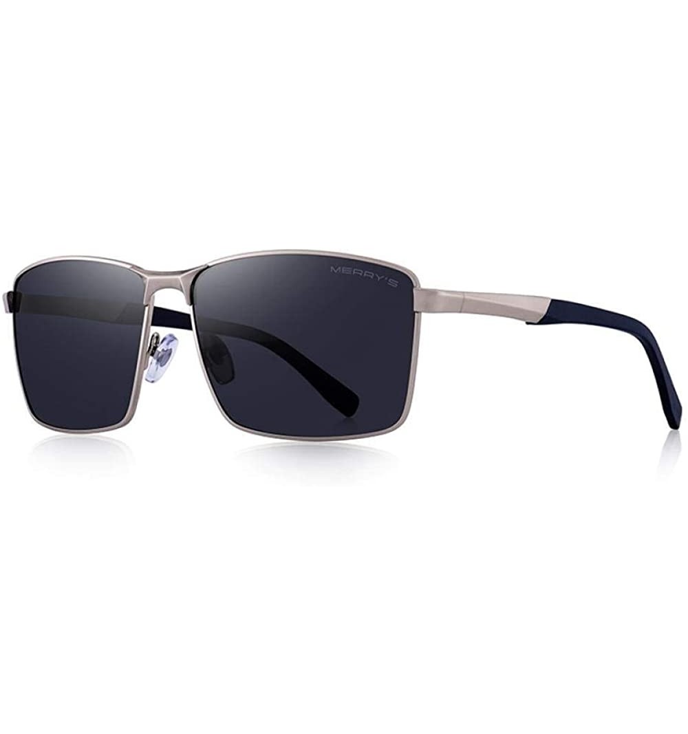 Aviator DESIGN Men Classic Rectangle Sunglasses HD Polarized Sun Glasses For C01 Black - C03 Silver - CO18XE070OG $19.99