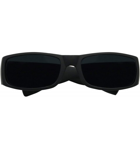 Rectangular Super Flat Top Hardcore Cholo OG Gangster Dark Black Matte Frame Rectangular Bulky Square Sunglasses - CM18WI2W5C...