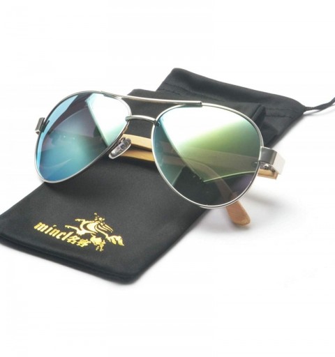 Goggle Fashion Lady Brand Designer Bamboo legs Metal Pilot Sunglasses Mens Goggle - Green - C418T602I9O $24.49