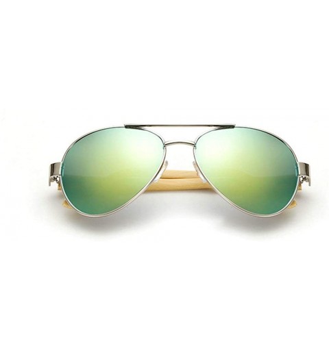 Goggle Fashion Lady Brand Designer Bamboo legs Metal Pilot Sunglasses Mens Goggle - Green - C418T602I9O $11.13