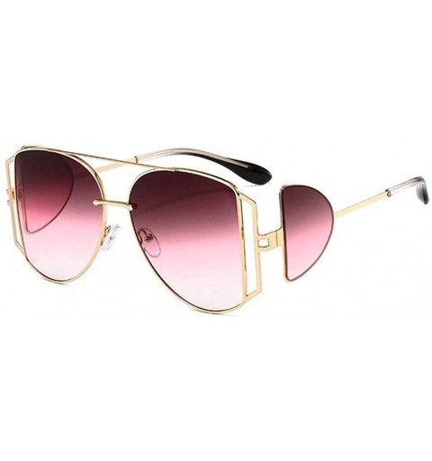 Round Women Metal Big Sunglasses Punk Oversize Shades Men Retro Round Sun Glasses Female Gradient UV400 - CY1902YAT89 $11.70