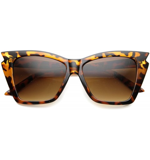 Cat Eye Womens Cat Eye Sunglasses With UV400 Protected Composite Lens - Shiny Brown-tortoise / Amber - C9122XJE5DP $9.95
