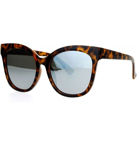 Square Oversized Butterfly Fashion Sunglasses Womens Flat Frame Mirror Lens - Tortoise (Silver Mirror) - CI1896HYQ6A $9.04