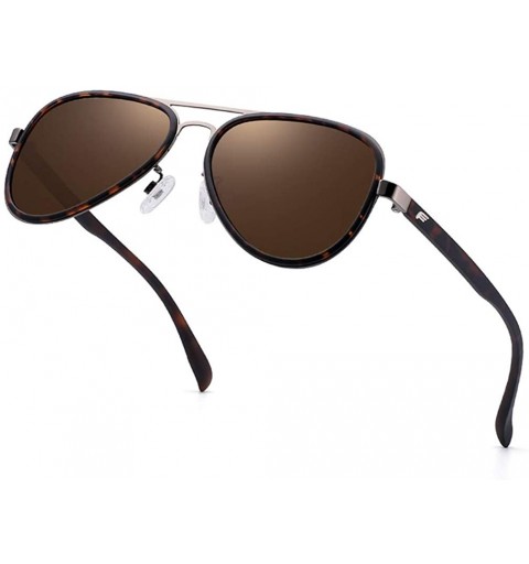 Goggle Classic Aviator Mirrored Flat Lens Sunglasses Metal Frame For Men - Leopard Brown - C118WK6H0II $12.88