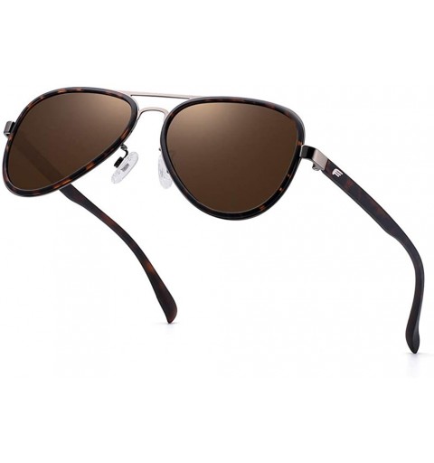 Goggle Classic Aviator Mirrored Flat Lens Sunglasses Metal Frame For Men - Leopard Brown - C118WK6H0II $12.88