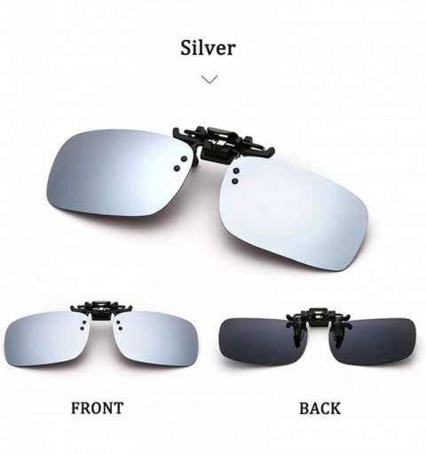 Wayfarer Polarized Clip-on Flip Up Night Vision Glasses Sunglasses Multi-Scenario Wear Over Prescription Glasses - Silver - C...