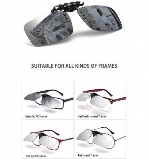 Wayfarer Polarized Clip-on Flip Up Night Vision Glasses Sunglasses Multi-Scenario Wear Over Prescription Glasses - Silver - C...