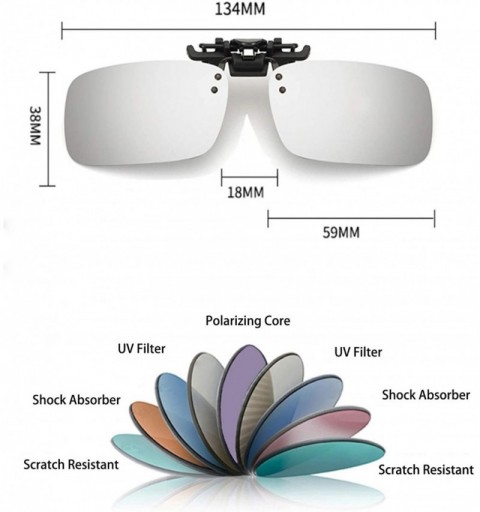 Wayfarer Polarized Clip-on Flip Up Night Vision Glasses Sunglasses Multi-Scenario Wear Over Prescription Glasses - Silver - C...