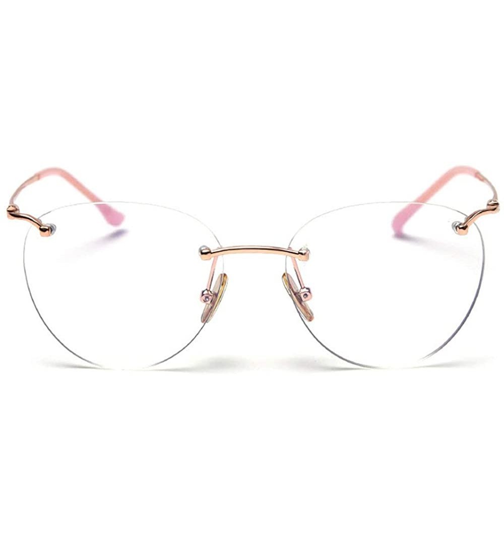 Rimless Fashion Cat Flat Mirror Rimless Glasses Frame Female Brand Designer Vintage Lady Eyeglasses Frames - CJ18U0ZI6A6 $10.90