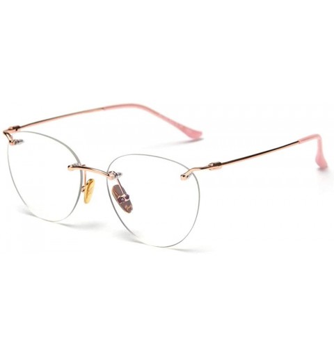 Rimless Fashion Cat Flat Mirror Rimless Glasses Frame Female Brand Designer Vintage Lady Eyeglasses Frames - CJ18U0ZI6A6 $10.90