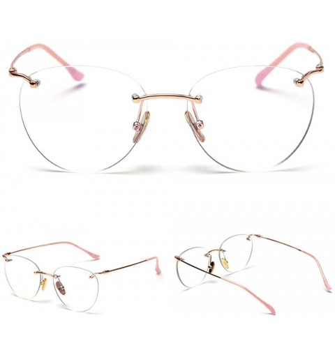 Rimless Fashion Cat Flat Mirror Rimless Glasses Frame Female Brand Designer Vintage Lady Eyeglasses Frames - CJ18U0ZI6A6 $10.90