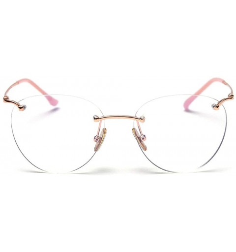 Rimless Fashion Cat Flat Mirror Rimless Glasses Frame Female Brand Designer Vintage Lady Eyeglasses Frames - CJ18U0ZI6A6 $10.90