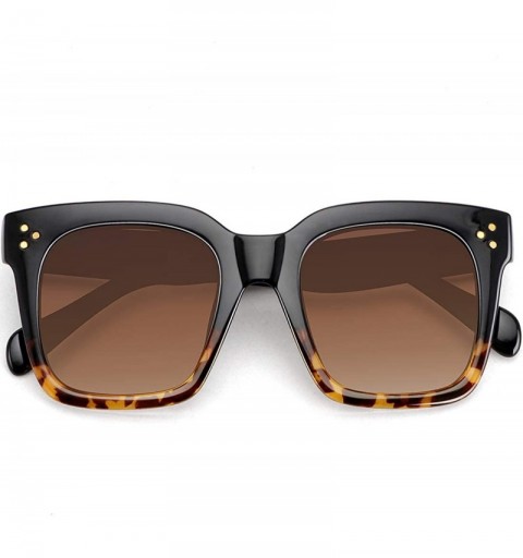 Butterfly Fashion Sunglasses for Women Designer Flat Top Frame Luxury Shades - Black Leopard Gradient Lens - C6196R5R6MW $24.37