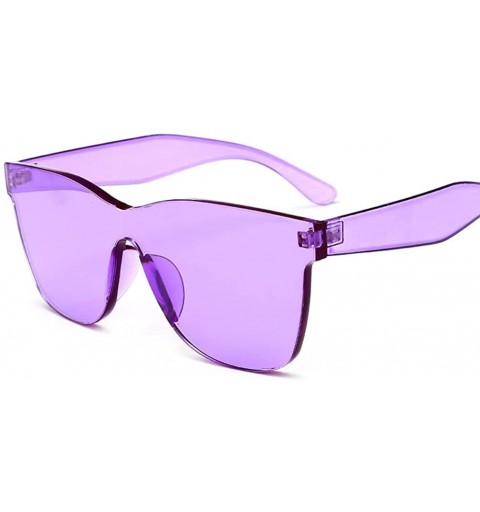 Rimless One Piece Sunglasses Transparent Frame Fashion Sun Glasses Women Accessories - Purple - CC18EGH3LCR $13.25