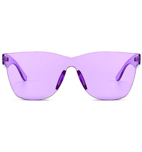 Rimless One Piece Sunglasses Transparent Frame Fashion Sun Glasses Women Accessories - Purple - CC18EGH3LCR $13.25